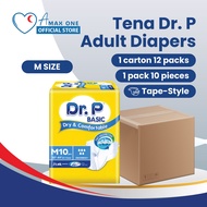 Tena Dr. P Adult Tape Diapers (1 Carton 12 Packs) - Size M (10x12) / L (8x12) / XL (8x12)