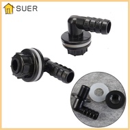 SUER Small Drainage Connector, Drainage Water Changing Fitting Black Elbow Connector, Durable Plastic Water Tank Outlet Connector Water Tank