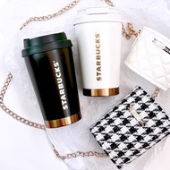 ✨Ins Starbucks Starbucks Black White Cup Holder Stainless Steel Portable Cup Thermos Cup Mug Water Cup