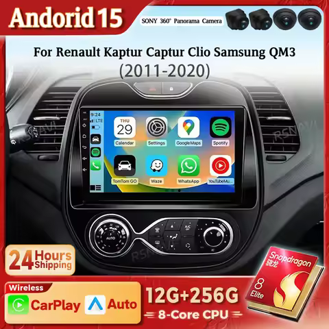 Android 15 Carplay Car Radio Multimedia Player For Renault Captur CLIO Samsung QM3 2011 - 2018 Autor