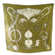 HERMES 【激減優惠】絲質90x90 Scarf絲巾軍綠色/彩色