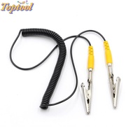 TOPTOOL Anti-Static ESD Grounding Cable, Black 2mm Coiled Cord, Male-to-Female 180cm / 71" PU,Metal 