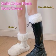 Y2k Ladies Plush Boots Cover Autumn and Winter Imitation Fur Lapel Short Boots Socks Cover for Women