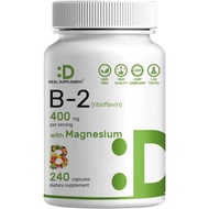 DEAL SUPPLEMENT Vitamin B2 400mg (Riboflavin) | with Magnesium Glycinate 400mg, 240 Capsules – 2 in 