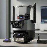 Outdoor Dual Lens Camera with Police Siren, 6MP and 4K Resolution