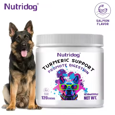 NUTRIDOG Dog Turmeric Chews Anti-Inflammatory Joint Care Contains Glucosamine Chondroitin Digestive 