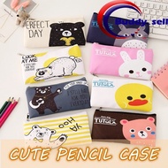Cartoon Korea Pencil Case Canvas Cute Stationery Small Pen Case Organizer Zipper Supplies School Sto