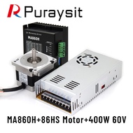 HB Puraysit Puraysit 2Phase Nema34 Stepper Motor Kit 86HS Motor+MA860H Driver+ 400W 60V 6.5A Power S