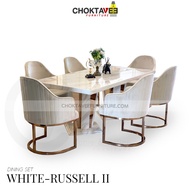 ชุดโต๊ะอาหาร 6ที่นั่ง 200cm. (Diamond Luxury Series) รุ่น TTB-LUX-DM WHITE-RUSSELL-II [TB Collectio