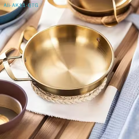 Korean Stainless Steel Instant Noodle Pot With Handle Frying Pans Cooking Pots Durable Seafood Snack