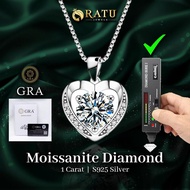 [Ratu] True Love Collection 1.0 Carat Moissanite Diamond Perak Necklace Panjang 40cm+5cm, Color D, R