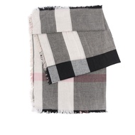 BURBERRY 經典格紋莫代爾羊毛圍巾（薄款）（灰色/粉色） _廠商直送