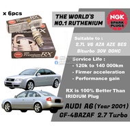 NGK Premium RX Spark Plug - Audi A6 2.7T Quattro GF - 4BAZAF Year 2001 with AZA AJK ARE BES Turbo En