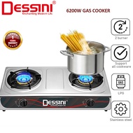 ✅ Dessini Gas Cooker 2 Burner Dapur Gas Stainless Steel 6200W 🔥 LPG | Ready Stock 🇲🇾