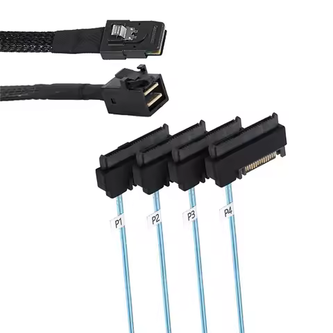Nku Mini SAS HD 36Pin SFF-8643 SFF-8087 To 4 SFF-8482 29Pin with 15 Pin SATA Power Connector Control