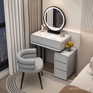 Small Apartment Bedroom Dressing Table French Milk White Simple Rock Plate Solid Wood Makeup Table G