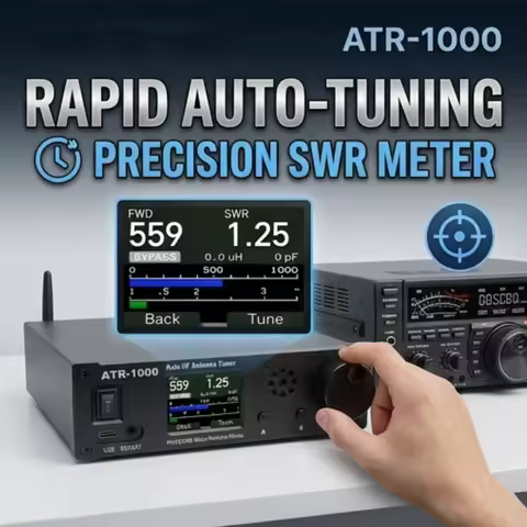 ATR1000 1000W 1.8-30MHz Automatic Antenna Tuner 1.8In TFT Screen HF Shortwave Radio Tuner Lightweigh