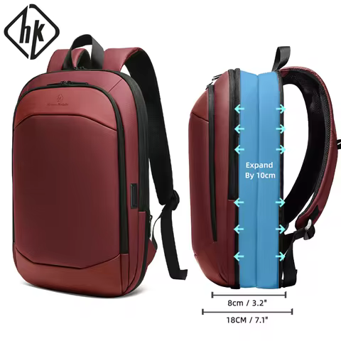 HK Fashion Men's Backpack Expandable Travel Backpack 17.3 Inch Laptop Bag with USB Lightweight Busin