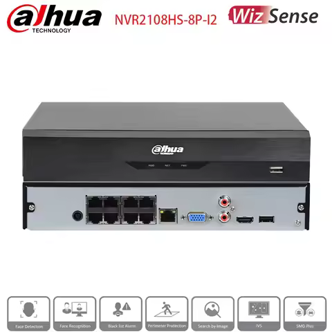 Dahua 8Channel NVR 1U 8PoE 1HDD WizSense Compact Network Video Recorder NVR2108HS-8P-I2