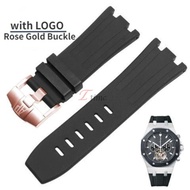 3/31✈28mm Silicone Strap 42mm Dial Fits AP Strap 15710 15703 26470 Rubber Strap Black Rose Gold Blac
