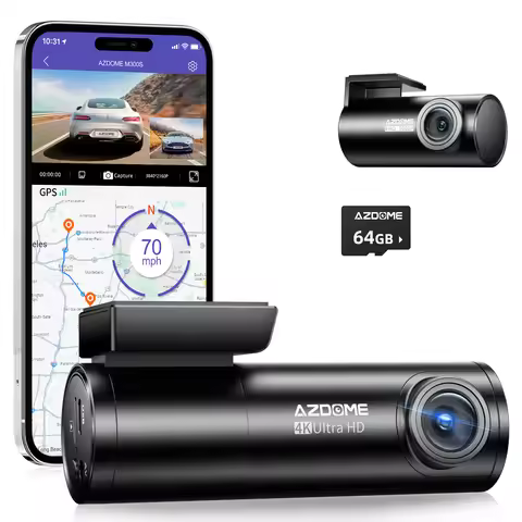 AZDOME M300S 4K Dash Cam Front and Rear, 5.8G WiFi GPS Dash Camera for Cars, Free 64GB SD Card, Voic