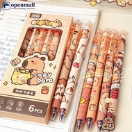 【OMALL】 6Pcs Cute Capybara Gel Pens Kawaii Pen Set Quickly-Drying Blue Erasable Pens Office School S