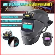 RAJA Topeng Helm Las Otomatis plus senter headlamp Auto Darkening Solar Welding Helmet Mask with LED