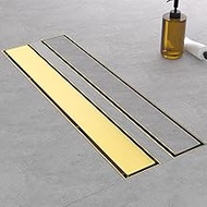 Gold Linear Shower Drain 36 Inch - SUS 304 Stainless Steel Shower Drain, Brushed Gold Linear Drain w