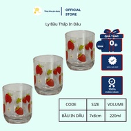 Low Gourd Cups with Strawberry Print, Glass Cups, Thick Transparent Mta-Mart Gourd Glass Cups