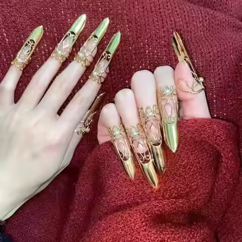 Fingernail Armor Covers Women Ancient Chinese Nail Armor Cosplay Fingernail Covers Modern Hanfu Acce
