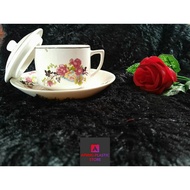 OLD SCHOOL TATAK CUPS, CERAMIC FLOWER LID CUPS, 6PCS CUPS (CONTENTS 6 CUPS, 6 LIDS) CUPS