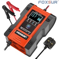 Foxsur Car Battery Charger 12V/24V Battery Charger Multi-functional Smart Charger for Lithium Iron P