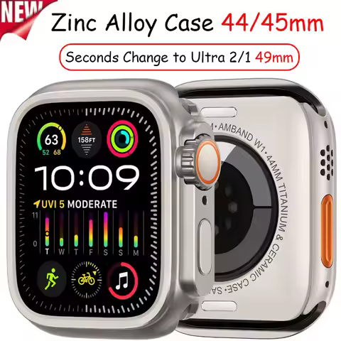 Zinc Alloy Case For Apple Watch 9 8 45mm Seconds Change to Ultra 3/2/1 49mm Anti-fall Protection She