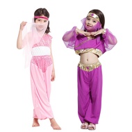 Dance of India Sari Salwar Kam Girls Egypt Arab Princess Costume ‌Ghagra Choli With Headscarf Childr
