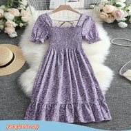 #F03# LONG SMOCKED DRESS/ SMOCKING DRESS/ STRING TIE DRESS