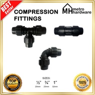 PE Compression Fittings 1/2 3/4 1” Pipe Quick Connector Elbow Coupling Tee 20mm 25mm 32mm