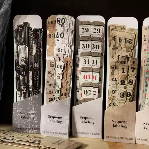 Journal GO 20pcs Retro Number & Symbol Label Sticker Pack Scrapbooking Diary Vintage Decoration Junk