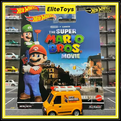 Genuine Hot Wheels Car Super Mario PLUMBER VAN 1:64 Diecast Alloy Custom Collectible Car Model Vehic