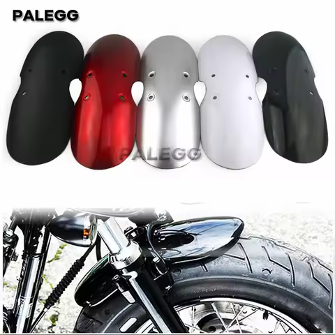 Motorcycle Short Front Fender Mudguard Fairing Splash Cover Black/ Red Motorbike Chopper Bobber For 