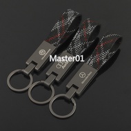 Alloy for Audi Mercedes Benz W205 W204 W211 W212 Car Oxford Webbing Emblem Badge Keychain Pendant Auto Key Chain Key Holder Accessories