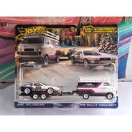 HOT WHEELS PREMIUM DMC DELOREAN & HW RALLY HAULER TEAM TRANSPORT