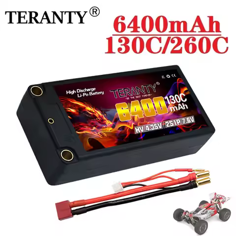 Original TERANTY MAX 260C 7.6V 6400mAh HV Shorty Lipo 2S Battery 130C with 5mm Bullet For 1/10 RC Ca