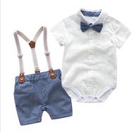 Boss Baby Outfit for Boy Christening Clothes Newborn Set Infant Clothes Baby Onesies+Suspender Short