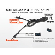 5.5mm female dc converter cable to 3mm male dc cable digital clock table clock adapter connection