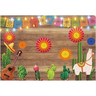 7X5ft Mexican Fiesta Theme Photography Backdrop Mexico Cactus Guitar Party Background Cinco de Mayo 