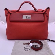Hermes愛馬仕2424小號心桃紅扣d刻 單肩手提包 多種背法
