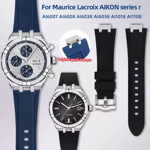 Quick Release Rubber Watch Strap For Maurice Lacroix AIKON AI1108 AI6008 AI6007 AI6038 AI6058 Soft W