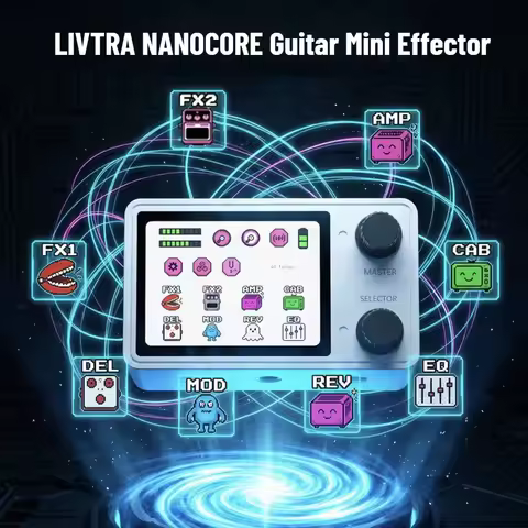 LIVTRA NANOCORE Multi-Function Guitar Pedal – 126g Portable, 10H Playtime, 2.4" Display, NAM/IR Read