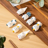 Cute Cat Chopstick Rest Ceramic Chopstick Rest Hand-Painted Underglaze Color Chopstick Rest Mini Cre