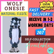 [Ready Instocks] Wolf Long-Sleeved Fleece Safari Jungle Animals Costumes Onesies for Kids Children T